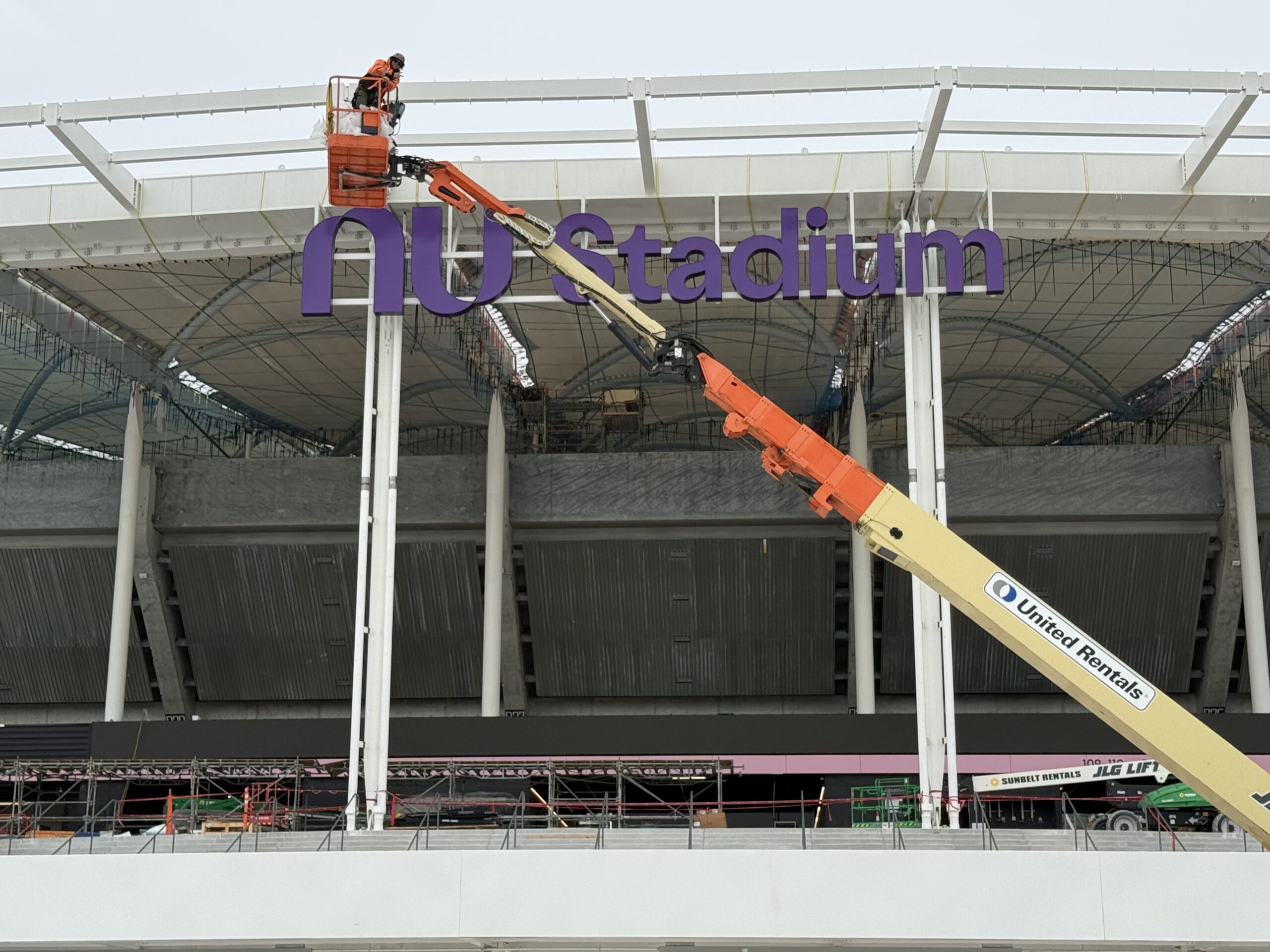 NU Stadium exterior identity signage installed by Eastern Signs